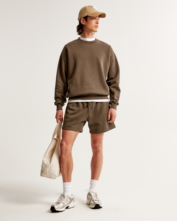 Thrift-Inspired Fleece Short, Brown