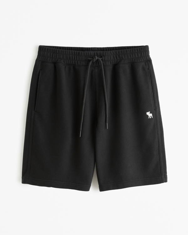 French Terry Fleece-Shorts mit Symbol, Black