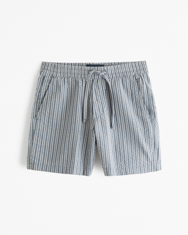 Pull-On Shorts aus Seersucker-Material, Blue Stripe