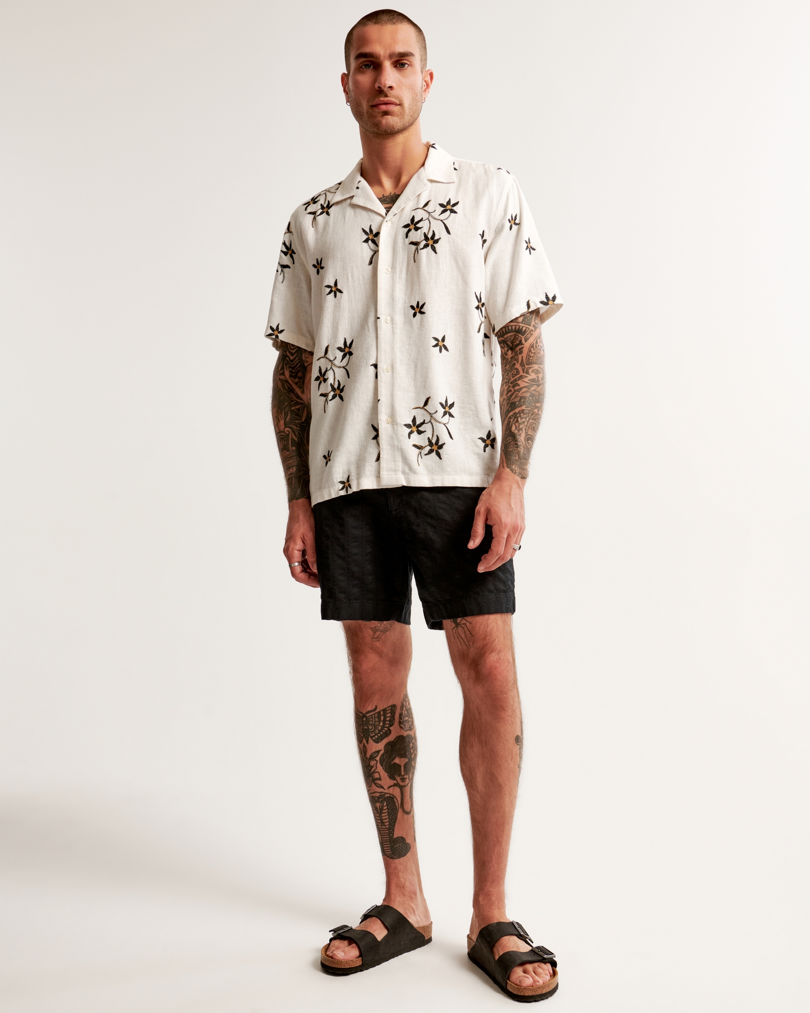 Linen-Blend Plainfront Short