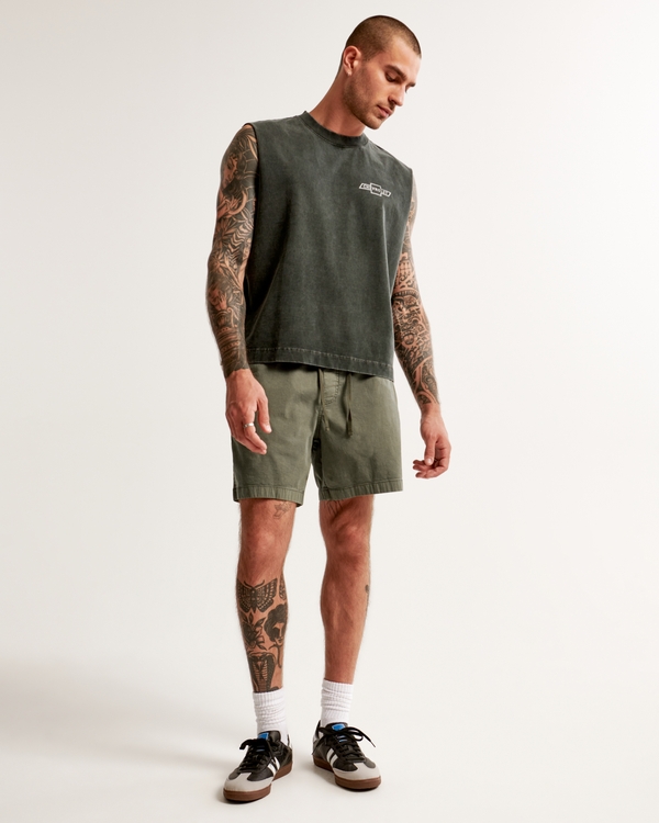 A&F All-Day Pull-On Short, Dark Olive Green