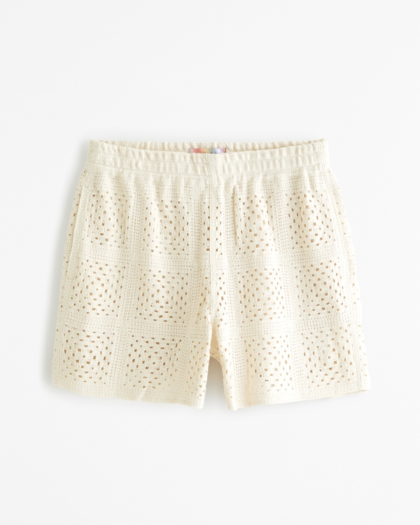 Pride Crochet-Style Pull-On Short, Warm Beige