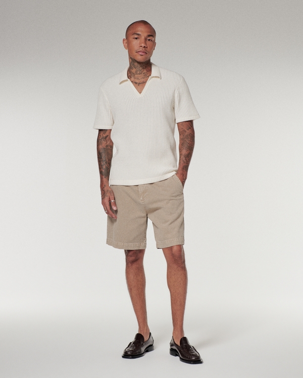 Lightweight Loose Denim Short, Light Brown