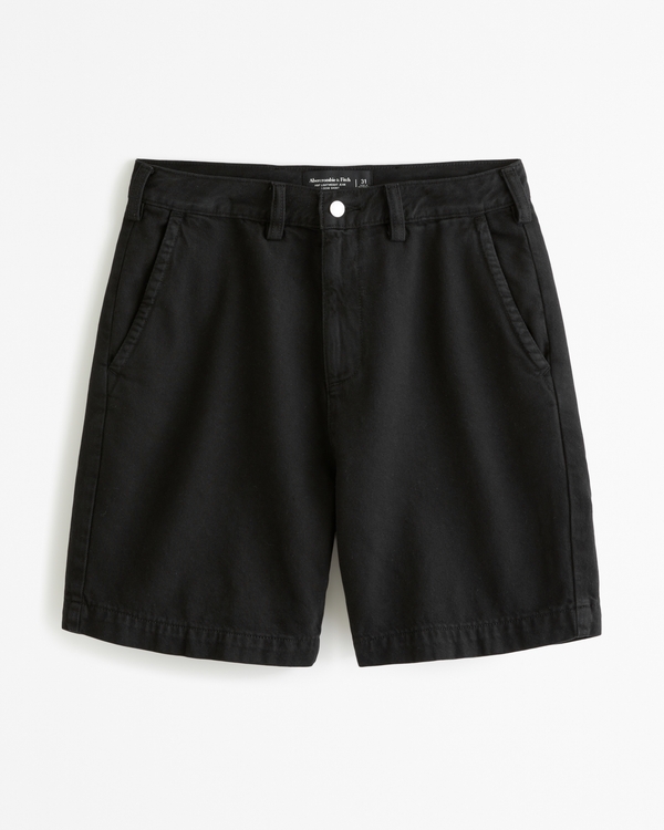 Lightweight Loose Denim Short, Black