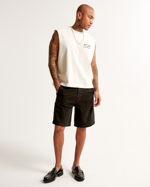 Baggy Denim Short, Black Wash