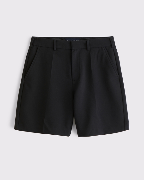 Geklede short met vaste taille, Zwart view 1