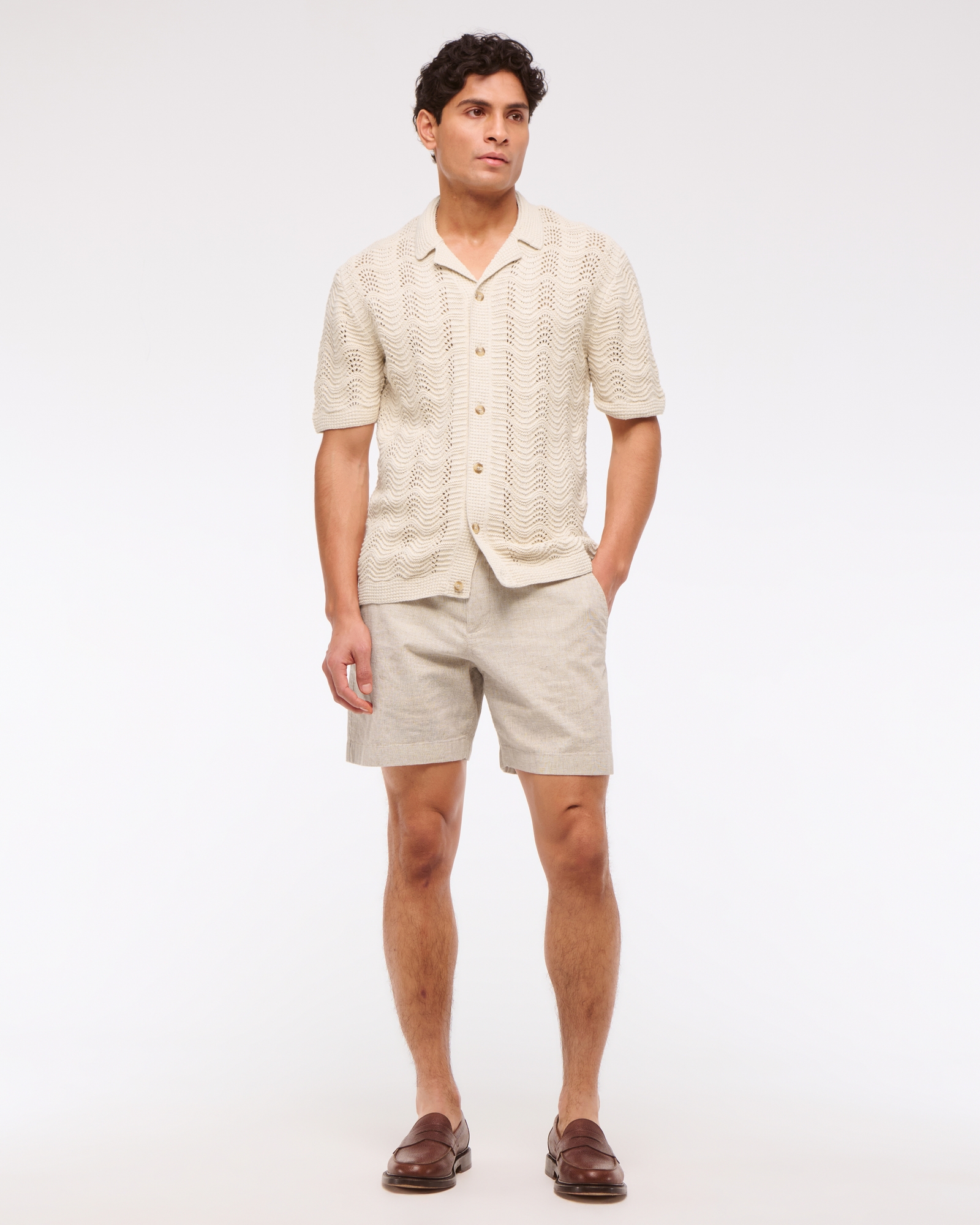 Linen-Blend Plainfront Short