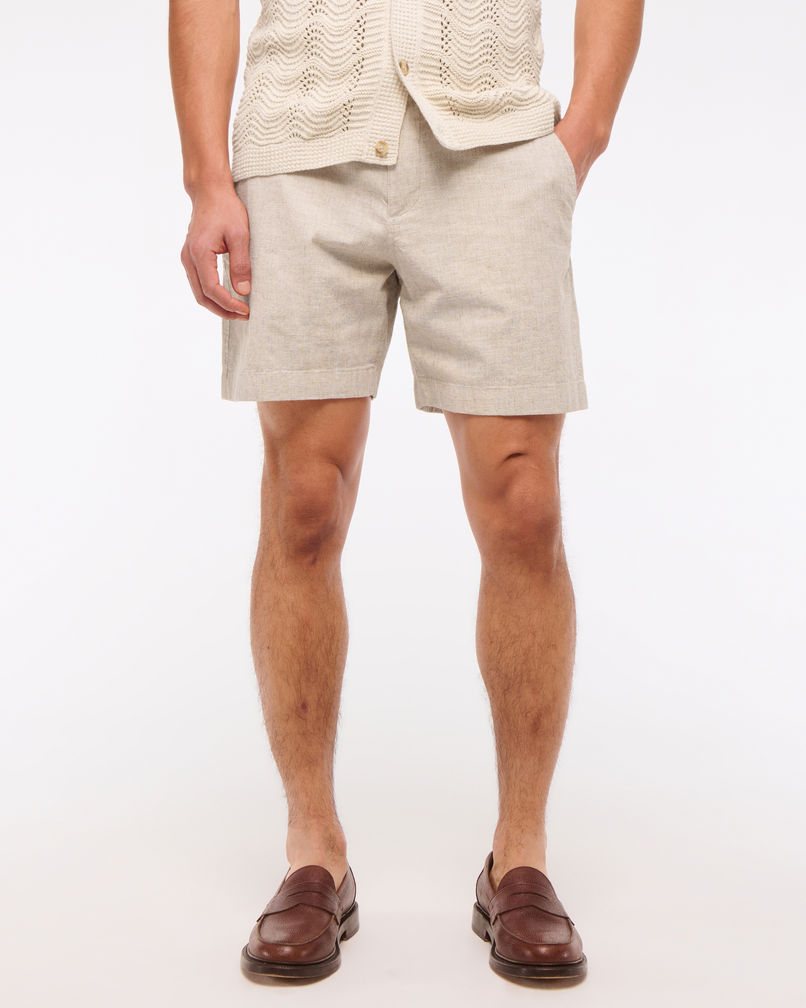 Linen-Blend Plainfront Short