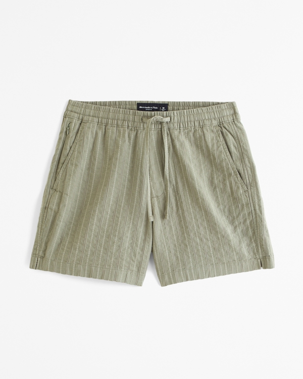 Cotton-Blend Pull-On Short, Olive Pattern