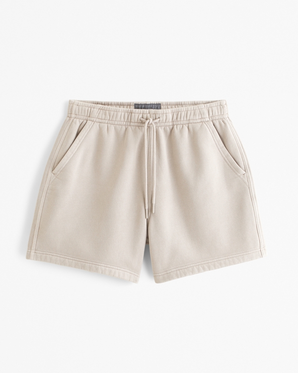 Thrift-Inspired Fleece Short, Light Brown