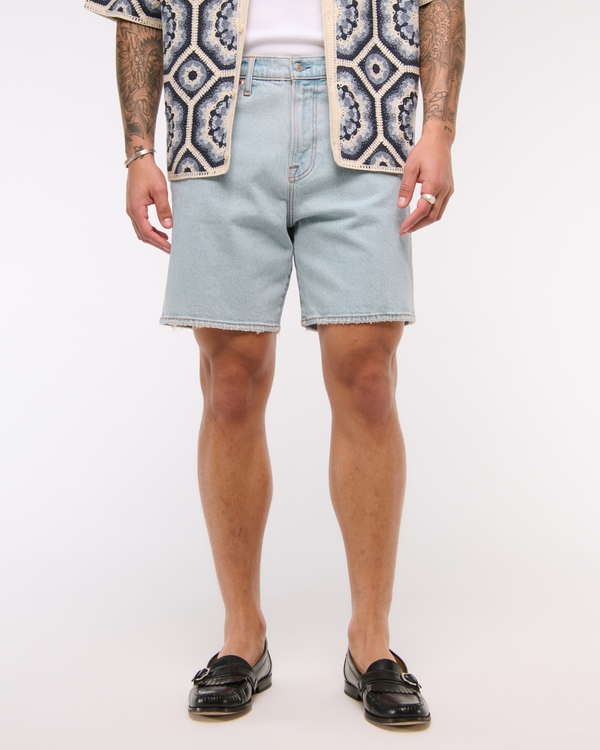 Athletic Loose Denim Short, Light Wash view 2