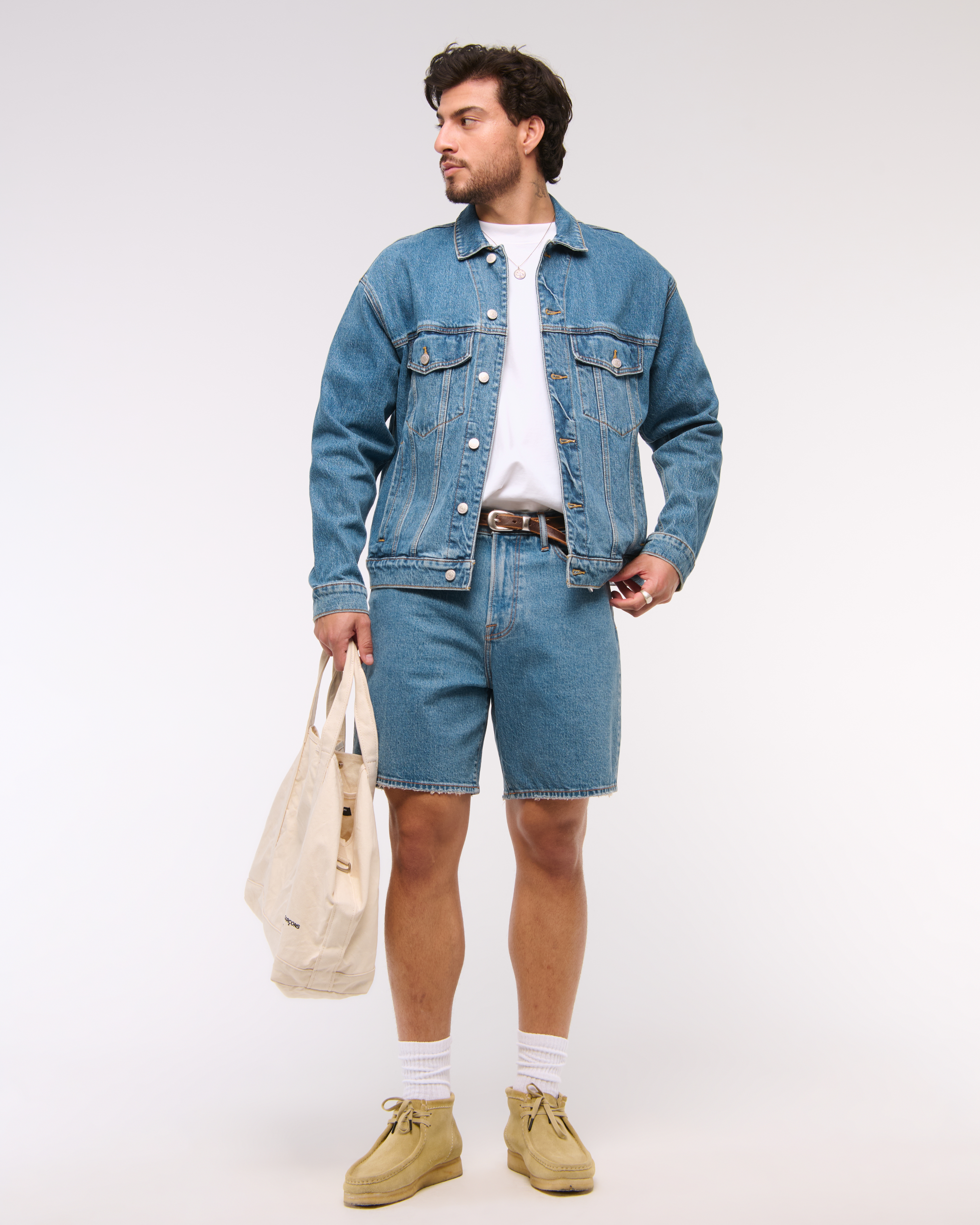 Abercrombie & Fitch Athletic Loose Denim Short In Blue