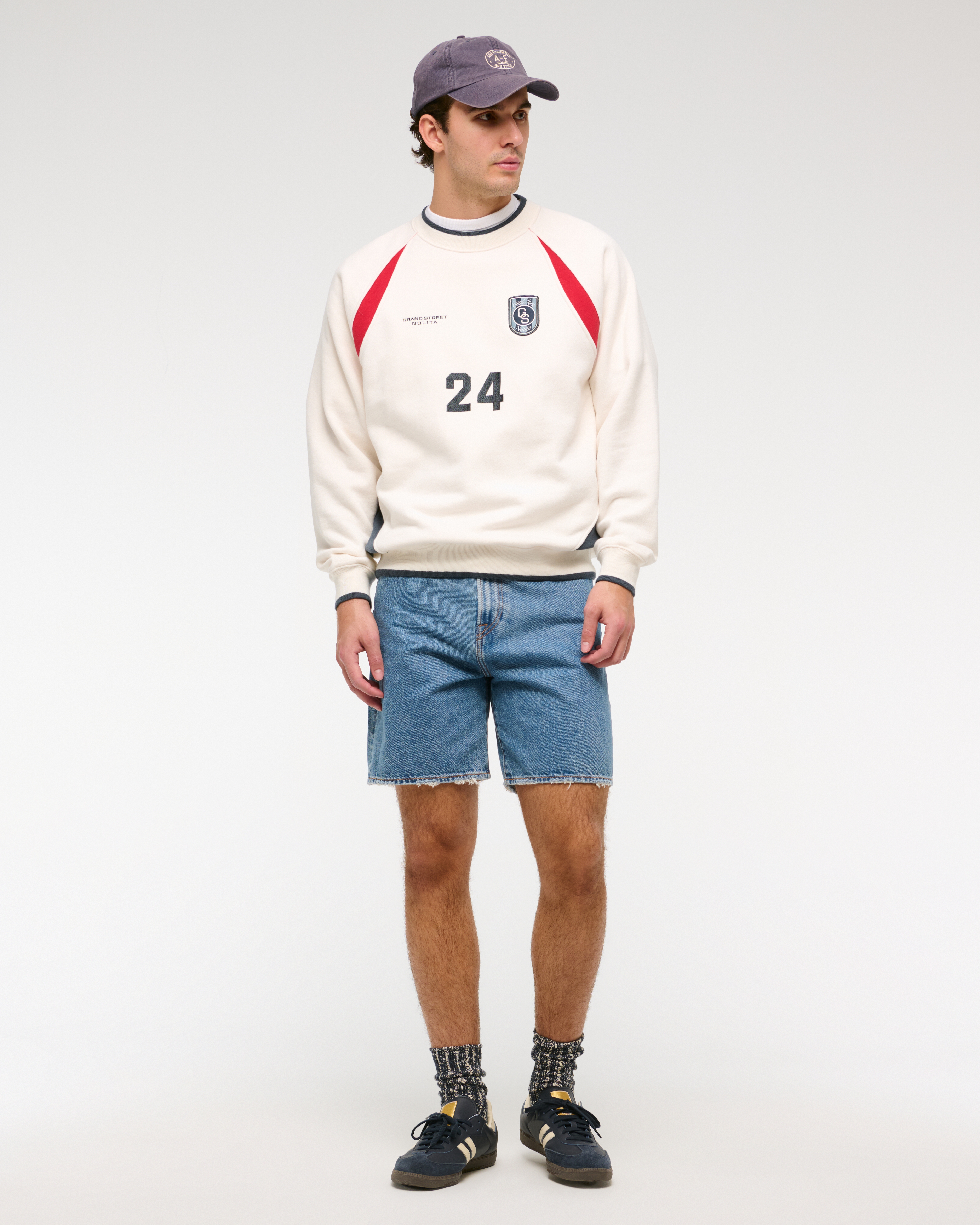 Abercrombie & Fitch Loose Denim Short In Blue