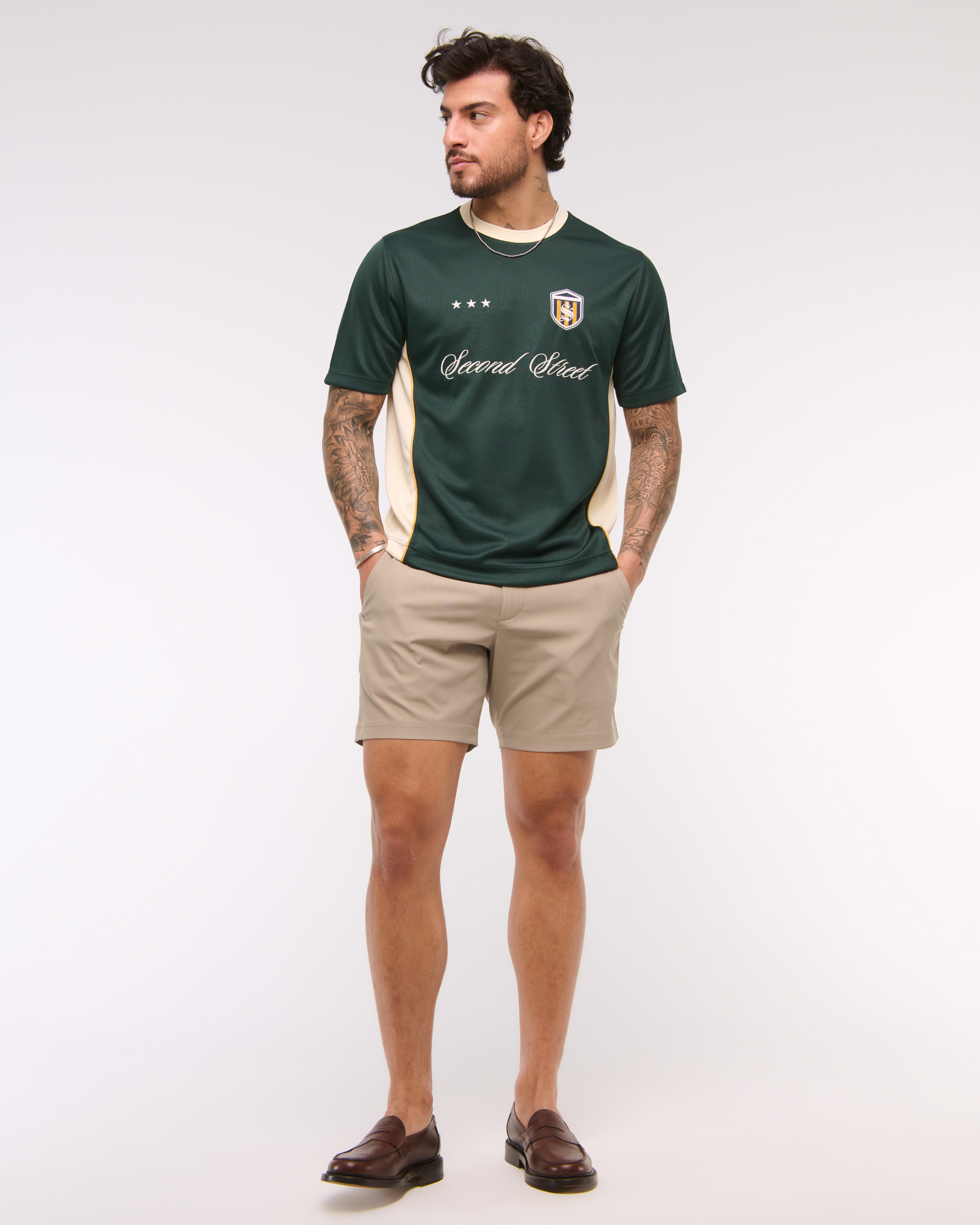 Мужские шорты Abercrombie & Fitch A&F Go-To Athletic Fit Short, цвет: Светлый коричневый — фото 2