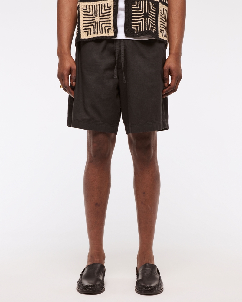 Relaxed Linen-Blend Pull-On Short