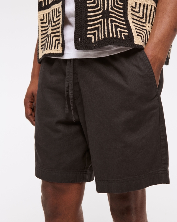 Relaxed Linen-Blend Pull-On Short
