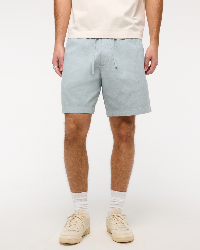 Relaxed Linen-Blend Pull-On Short