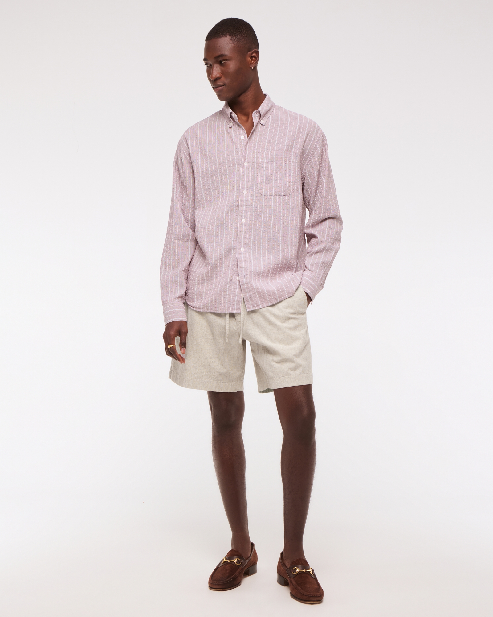 Relaxed Linen-Blend Pull-On Short