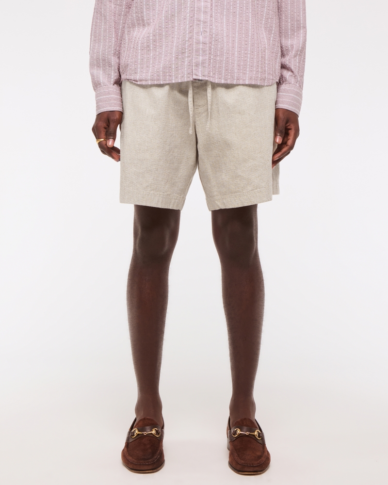 Relaxed Linen-Blend Pull-On Short