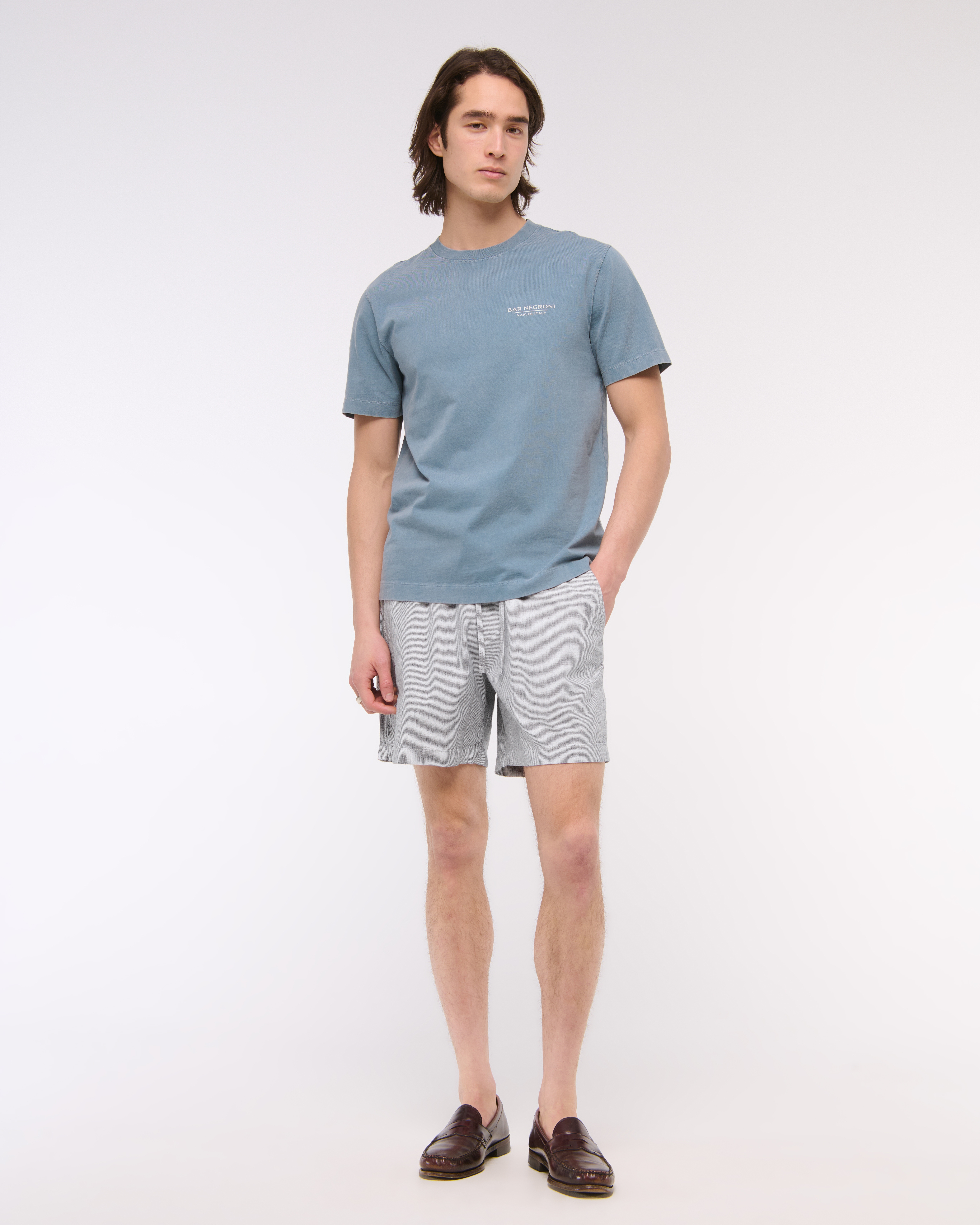 Abercrombie & Fitch Linen-blend Pull-on Short In Blue