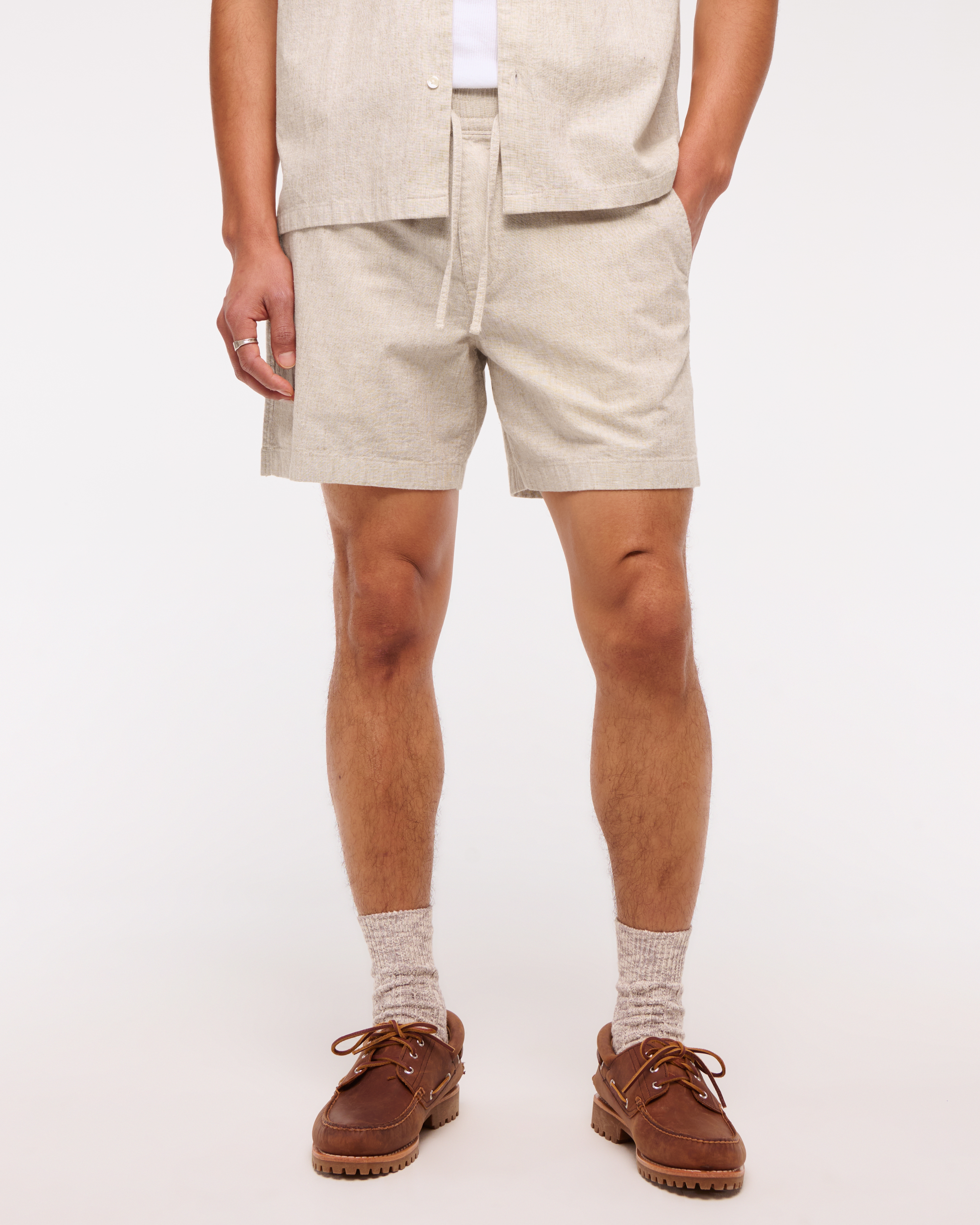 Abercrombie & Fitch Linen-blend Pull-on Short In White