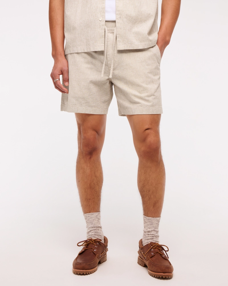 Linen-Blend Pull-On Short