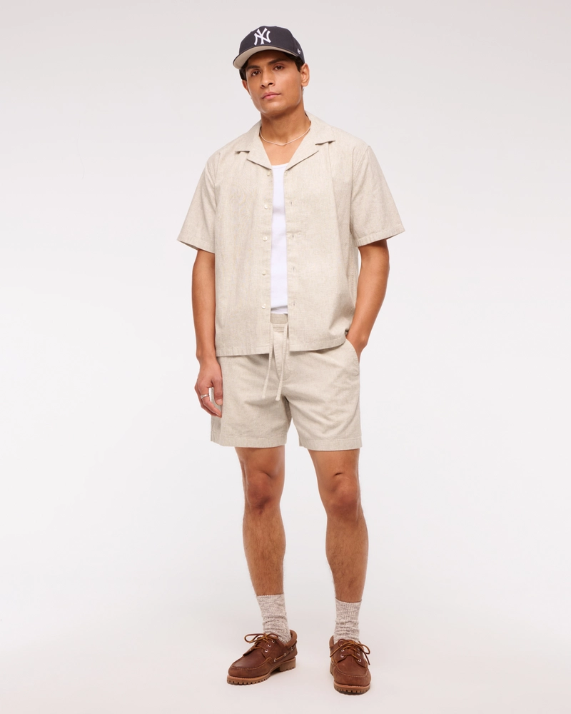 Linen-Blend Pull-On Short