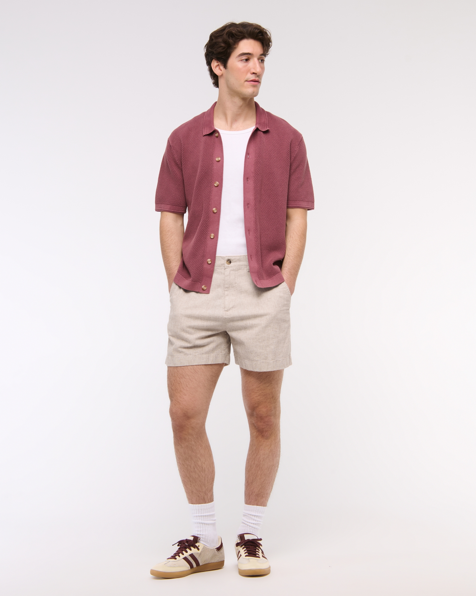 Linen-Blend Plainfront Short