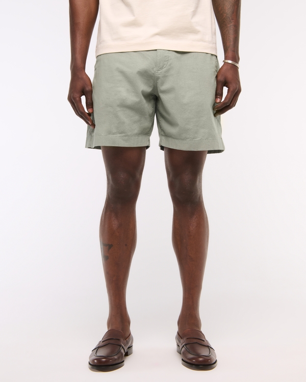 Linen-Blend Plainfront Short