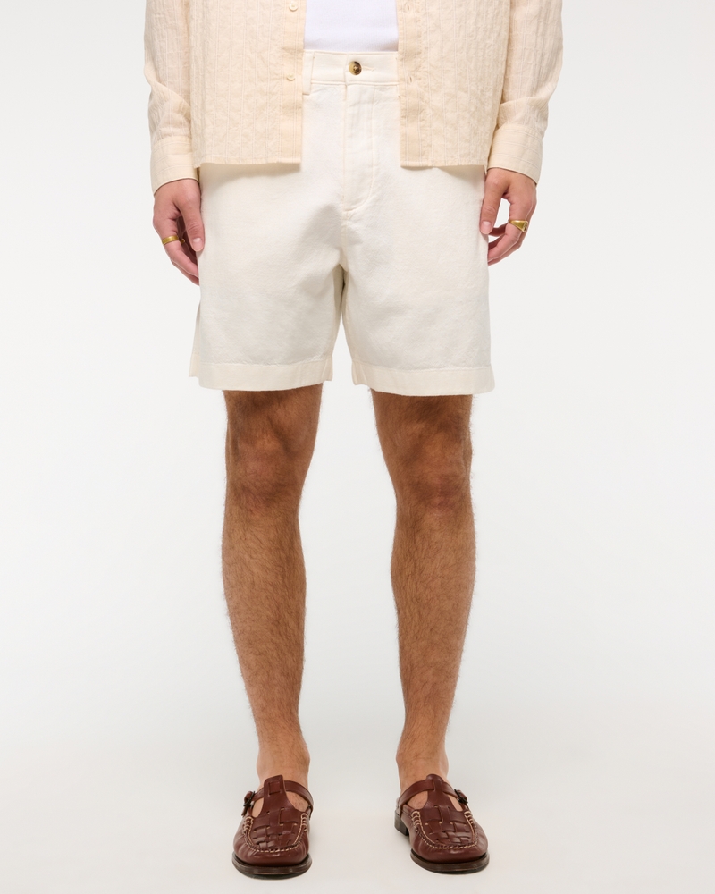 Linen-Blend Plainfront Short
