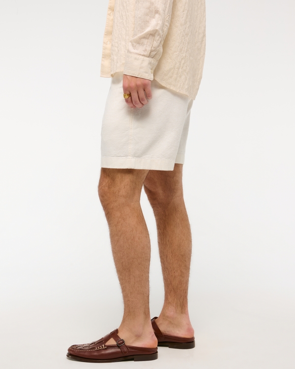 Linen-Blend Plainfront Short