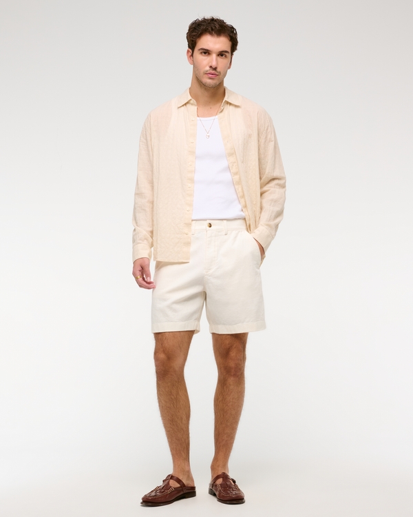 Linen-Blend Plainfront Short