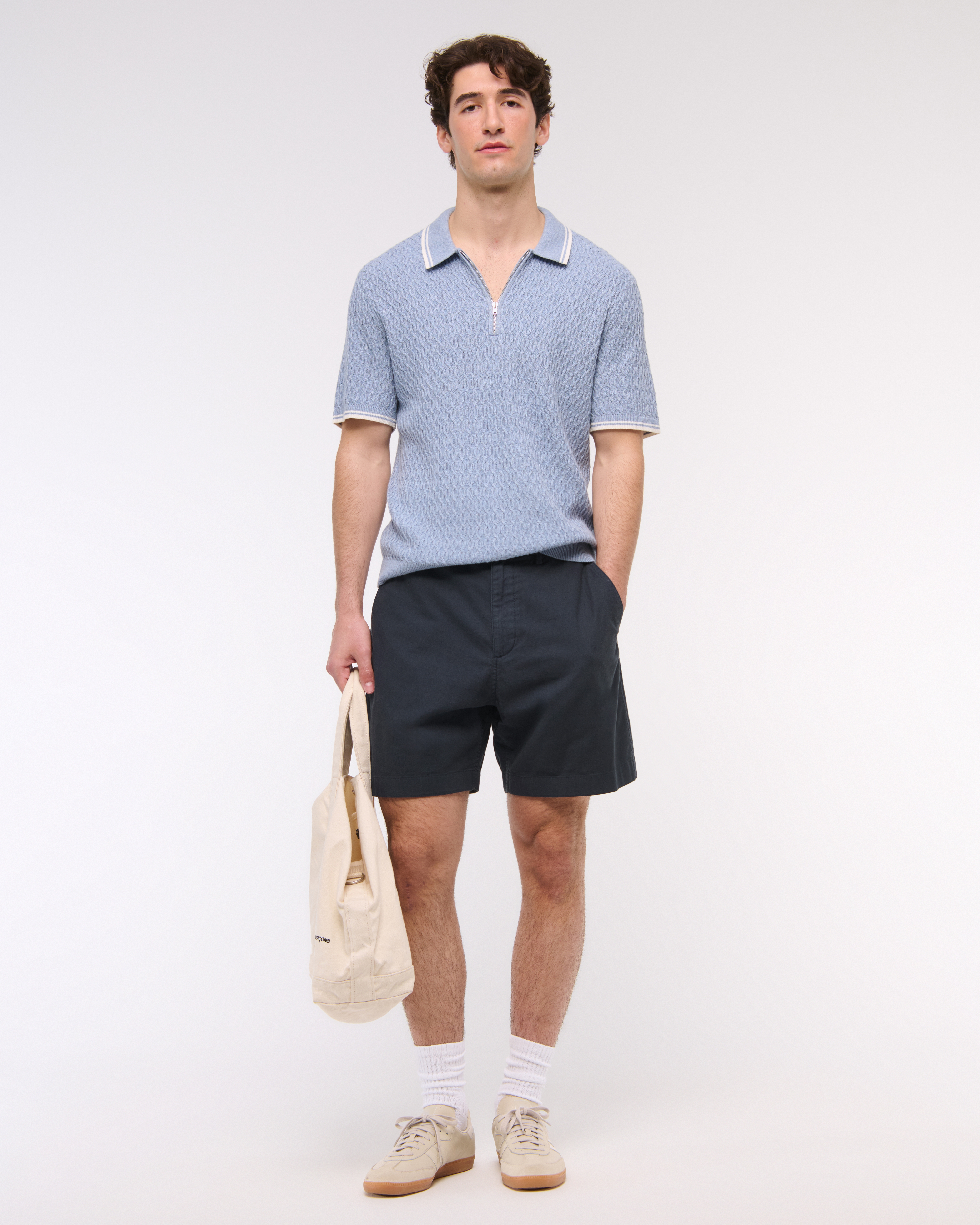 Abercrombie & Fitch Linen-blend Plainfront Short In Blue