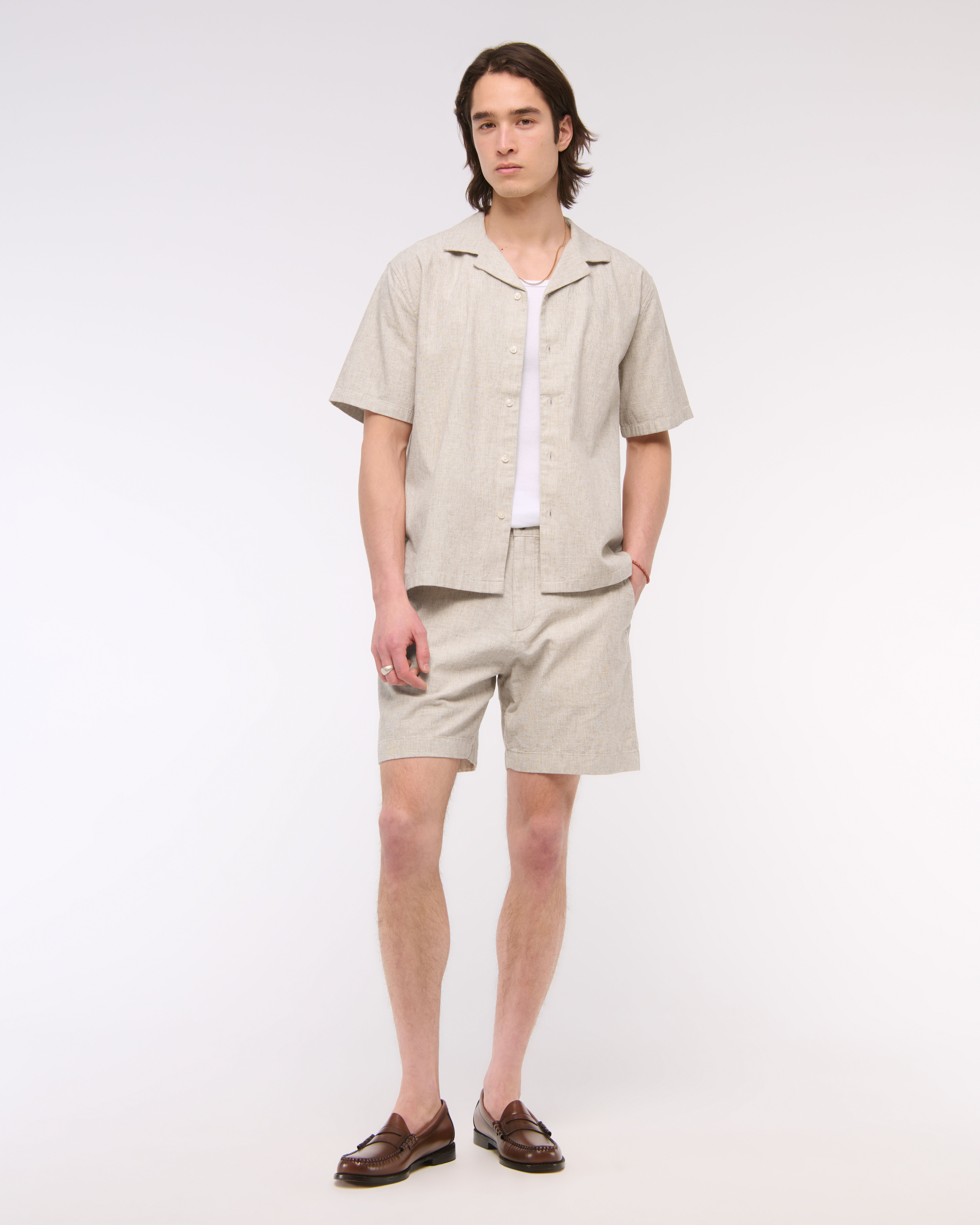 Abercrombie & Fitch Linen-blend Plainfront Short In Neutral