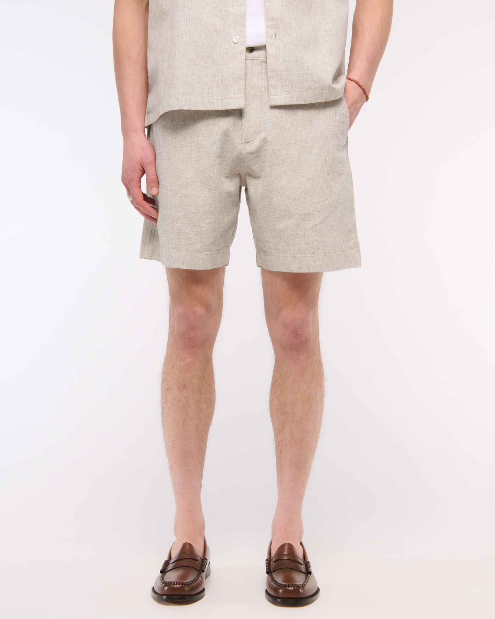 Linen-Blend Plainfront Short