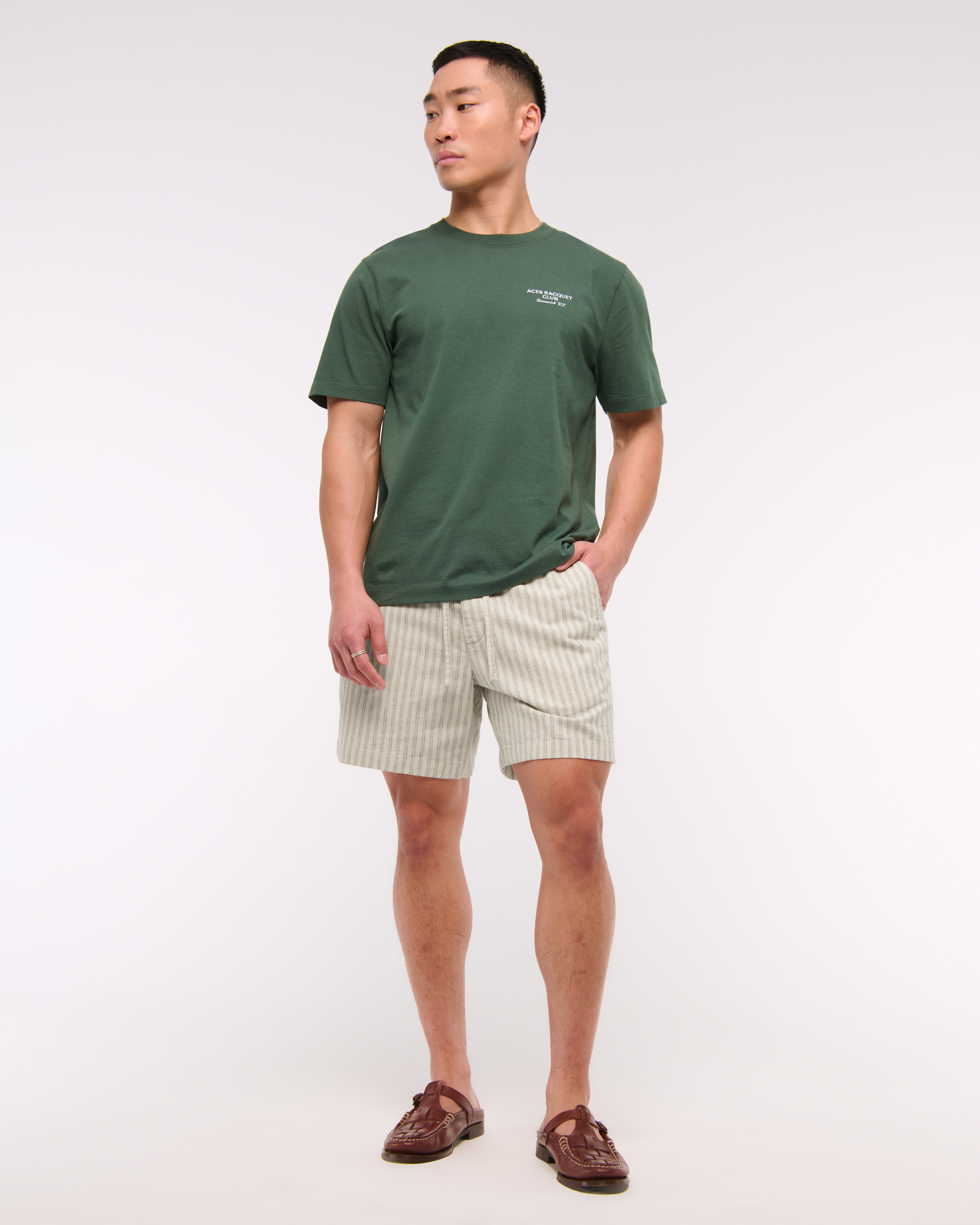 Abercrombie & Fitch Linen-blend Pull-on Short In Neutral