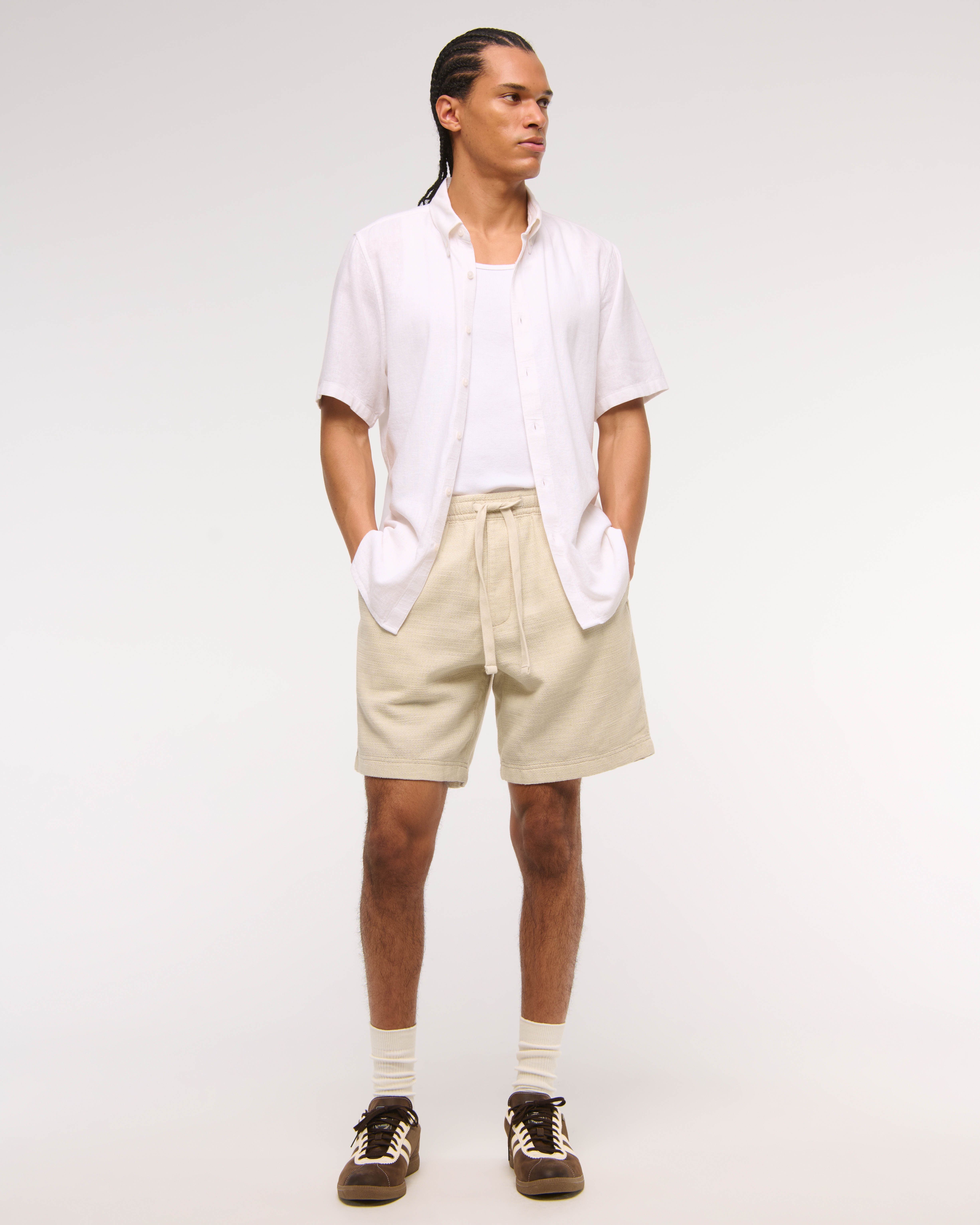 Abercrombie & Fitch Cotton Texture Pull-on Short In White