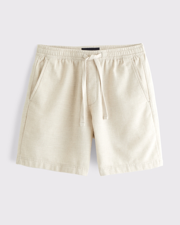 Cotton Texture Pull-On Short, Beige view 1