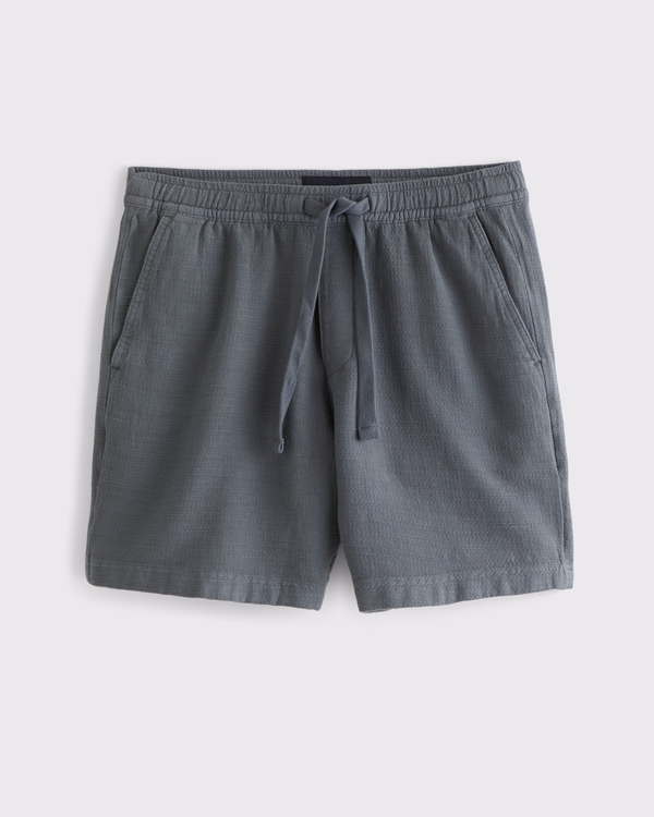 Cotton Texture Pull-On Short, Charcoal view 1