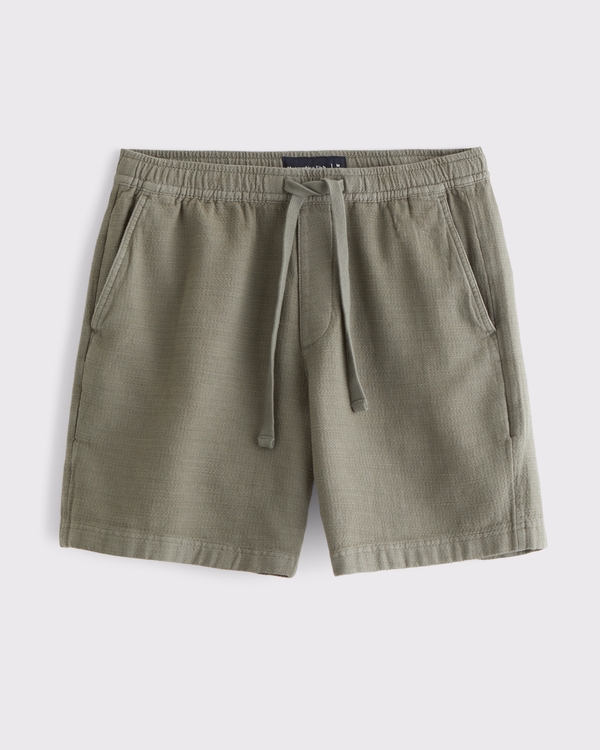 Cotton Texture Pull-On Short, Olive view 1