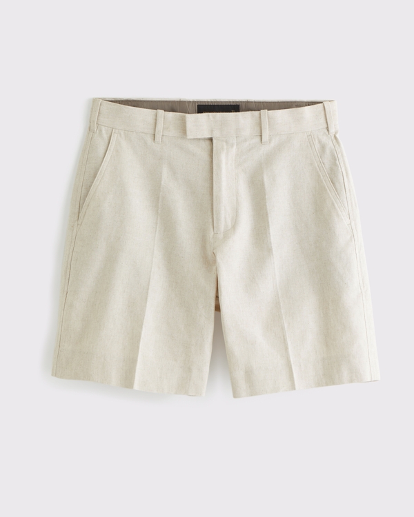 The A&F Collins Tailored Linen-Blend Suit Short, Beige view 1