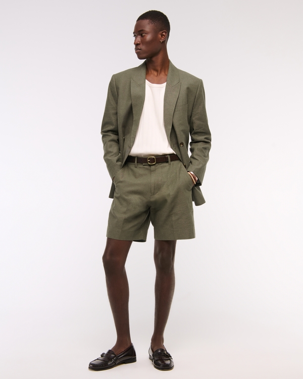 The A&F Collins Tailored Linen-Blend Suit Short, Olive view 2