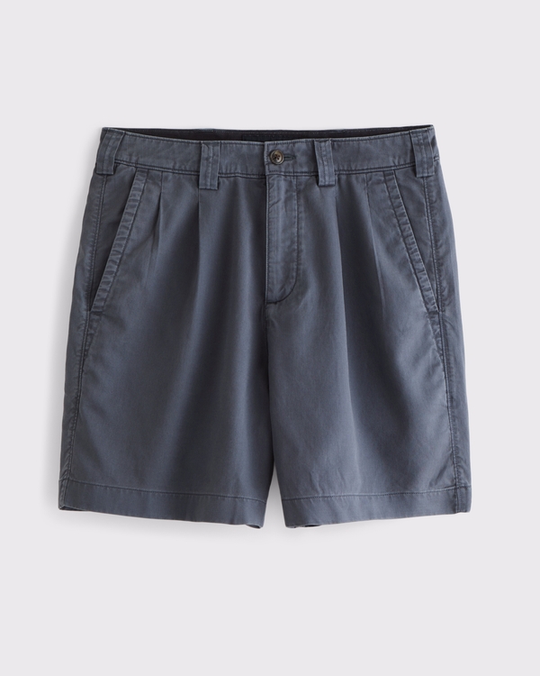 Plissierte Short aus Bauwollmischung, Marineblau view 1