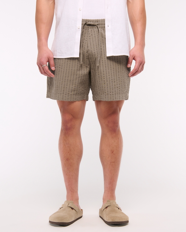 Seersucker Pull-On Short, Brown Pattern view 2