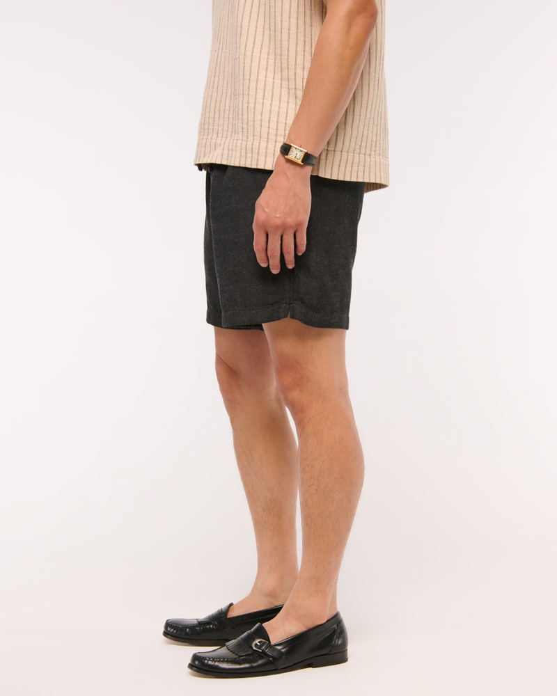 Relaxed Tailored Linen-Blend Pull-On Short