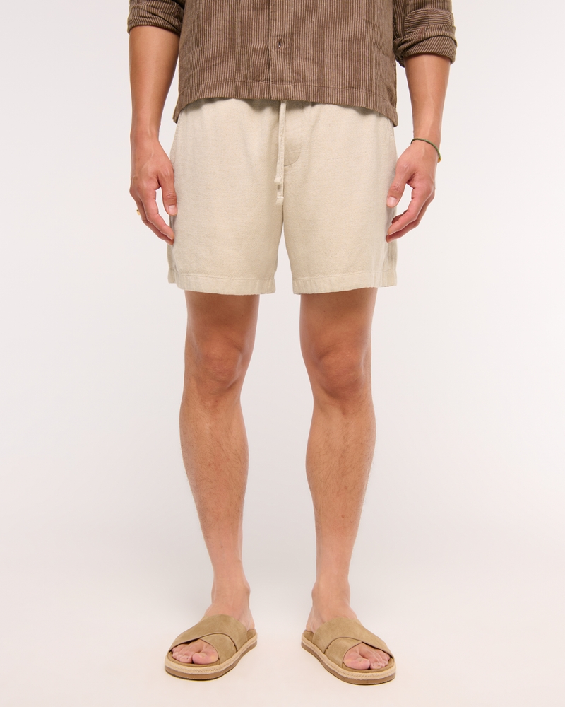 Relaxed Tailored Linen-Blend Pull-On Short