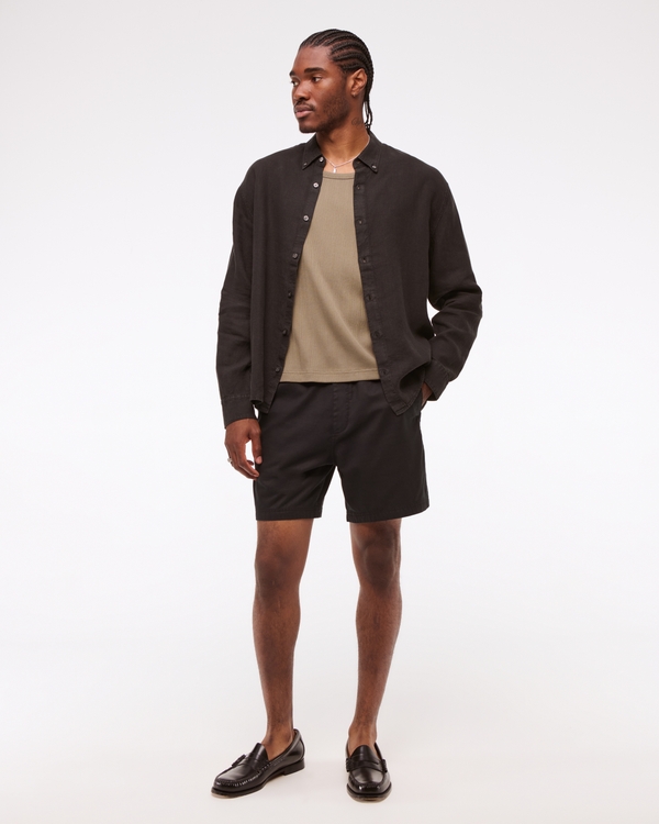 Cotton-Blend Pull-On Short, Black view 1