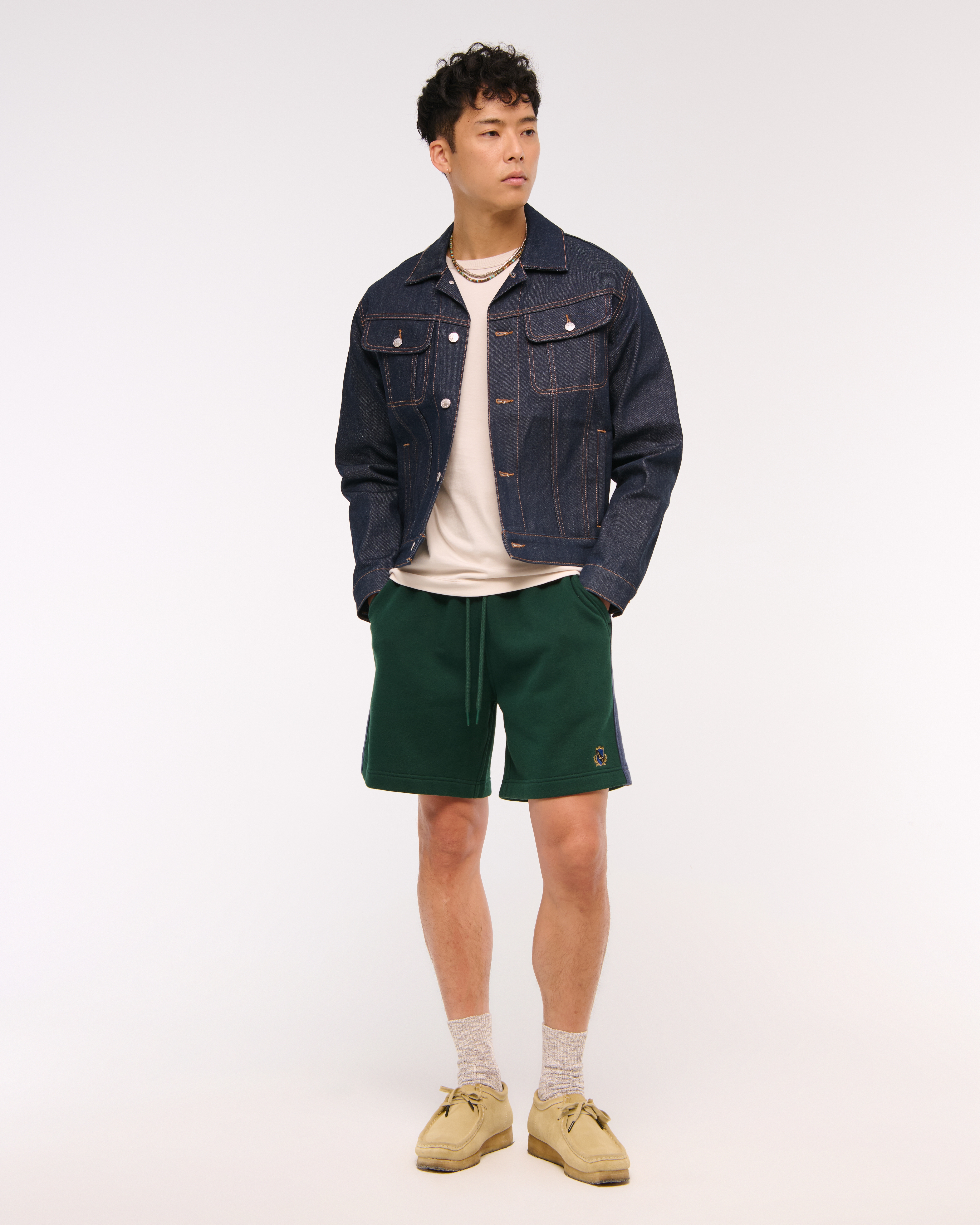 ★ ★ Men's Relaxed Fit Chain Stitch Logo Short S Icon Midweight Chain Stitch Lounge Short | Sun Day Red