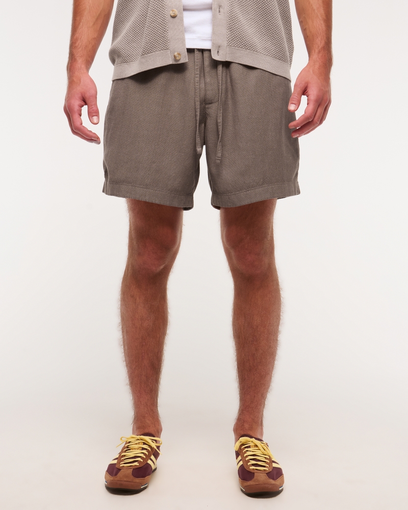 Relaxed Tailored Linen-Blend Pull-On Short