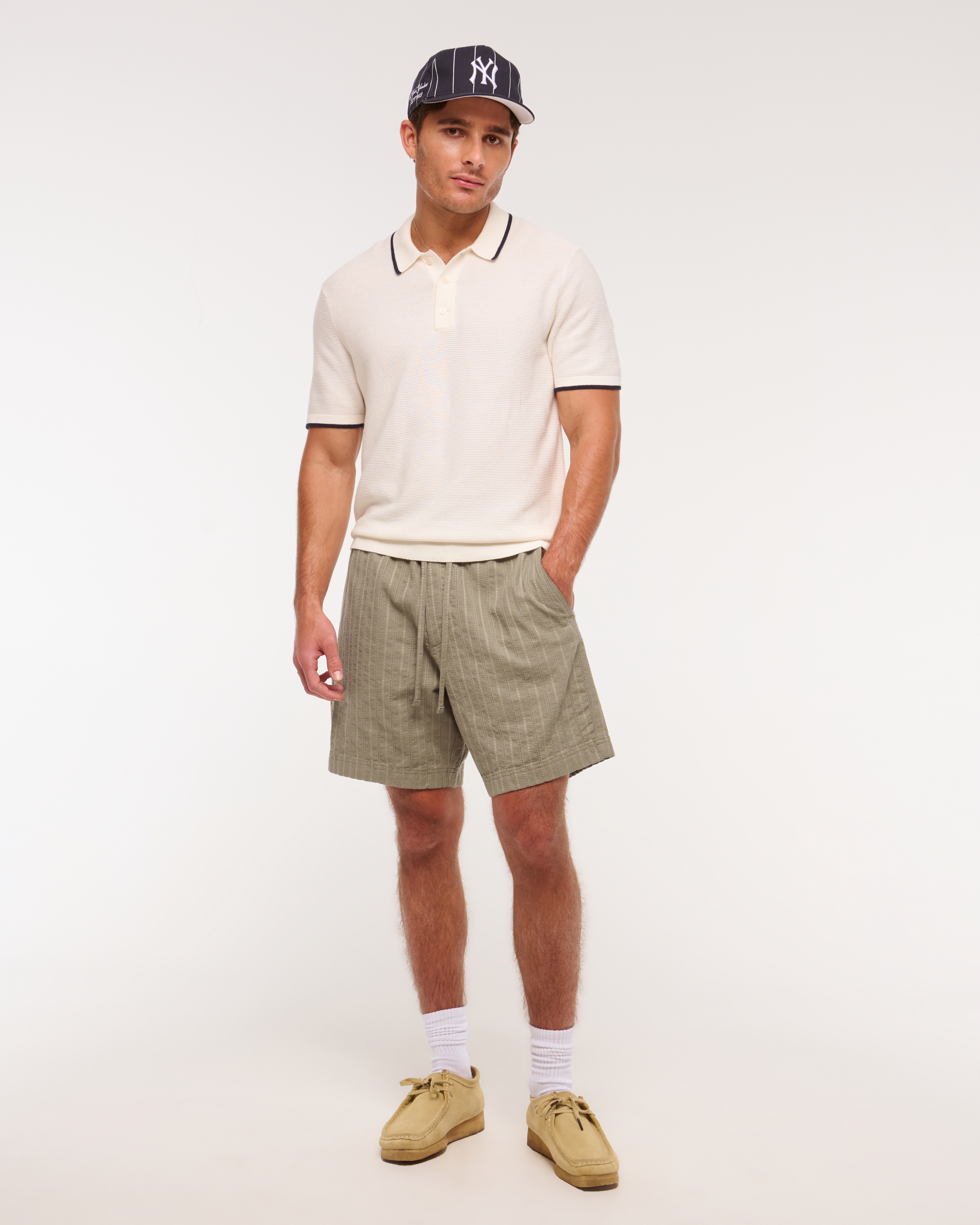 Abercrombie & Fitch Relaxed Linen-blend Pull-on Short In Green